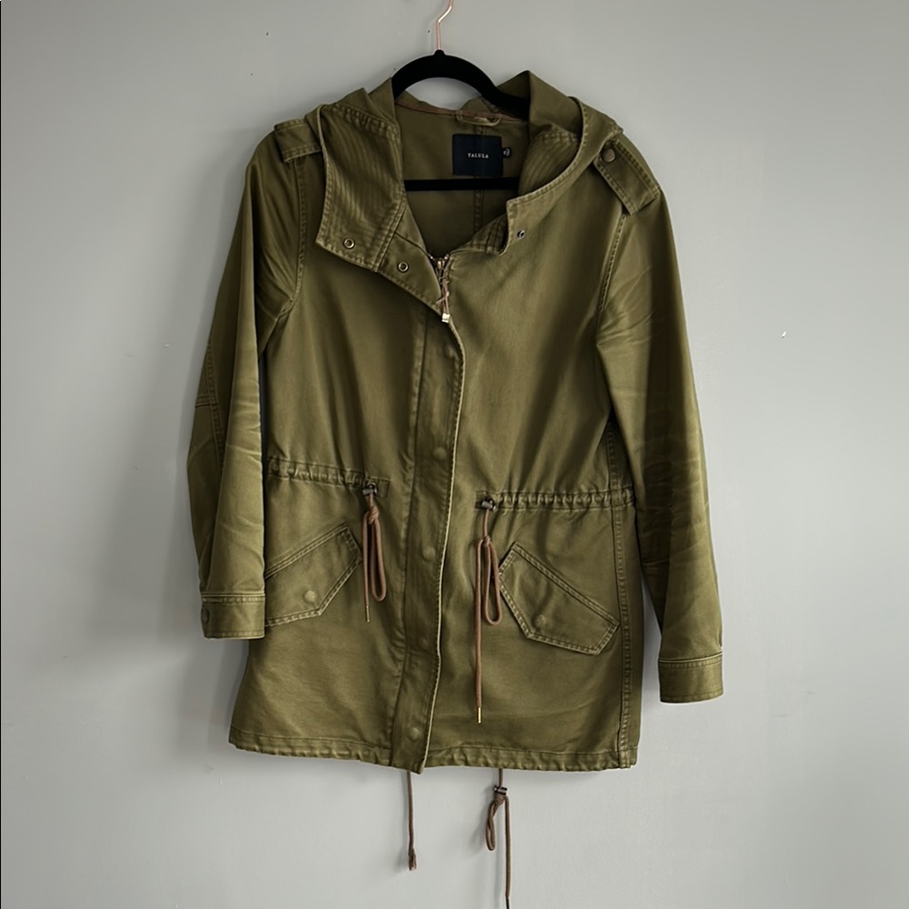 Talula Green Utility Jacket with Hood and Waist Cinching